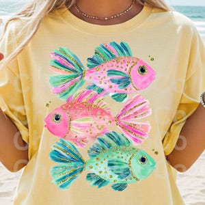 Tropical Fish PNG Beach Shirt Design Coastal Summer Sublimation Digital Download image 2