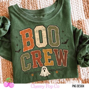 Boo Crew PNG, Vintage Halloween Shirt Design, Retro Ghost Sublimation, Spooky Season Graphic image 6