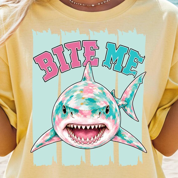 Bite Me Shark PNG, Funny Summer Shark Sublimation Design, Beach Vacation Graphic Digital Download
