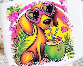 Bassotto PNG, Cane tropicale Download digitale, Cane da spiaggia estivo Sublimazione