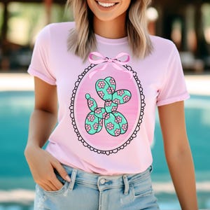 Coquette Bow Dog Balloon Png, Sublimation Digital Designs for Tshirts, Everyday Png, Trendy Spring, Little Girl Shirt Design