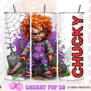 Halloween Horror Character Tumbler Wrap, 20oz Chucky Sublimation Tumbler PNG image 1