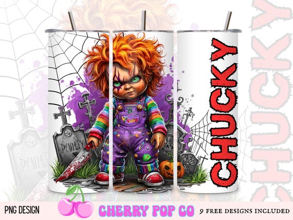 Halloween Horror Character Tumbler Wrap, 20oz Chucky Sublimation Tumbler PNG