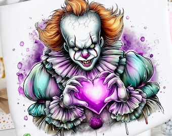 Scary Horror Character PNG, Creepy Clown Shirt Design – Scary Halloween Sublimation Graphic