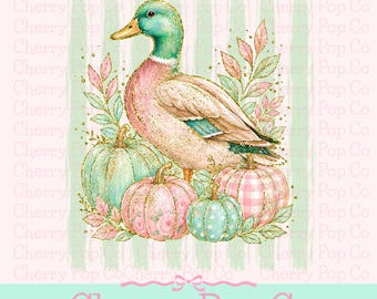 Fall Mallard Duck PNG Pumpkin Duck Autumn Shirt Design Digital Download