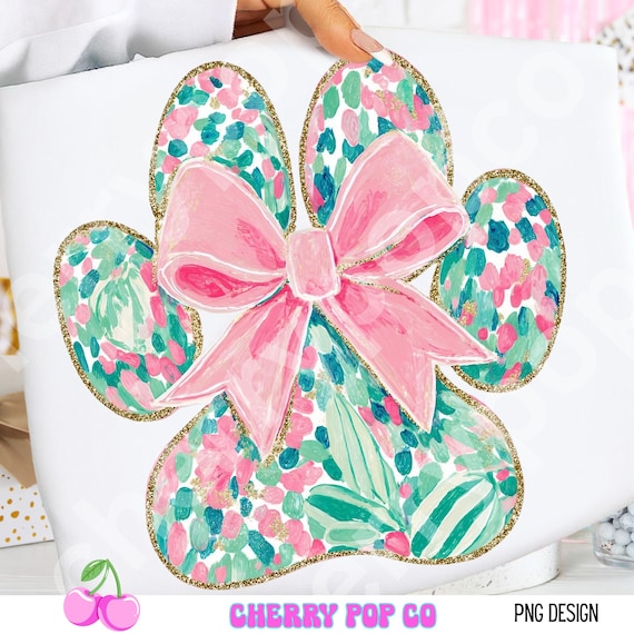 Preppy Paw Print Bow PNG, Dog Mom Sublimation, Animal Lover Digital Download