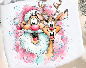 Santa Claus PNG,  Rudolph Reindeer Christmas Sublimation Digital Download
