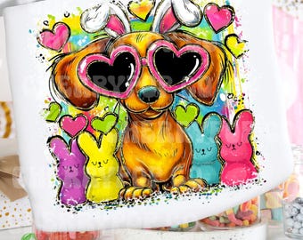 Oster-Dackel-PNG, Marshmallow-Hasenohren-Design für Hunde, Digitaler Download