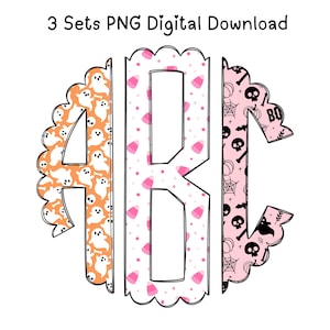 Halloween Alphabet Bundle PNG: Ghost, Candy Corn, Skull Designs (Digital Download)