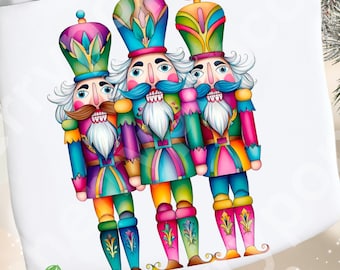 Cascanueces navideño PNG, diseño de camiseta navideña preppy para descarga digital