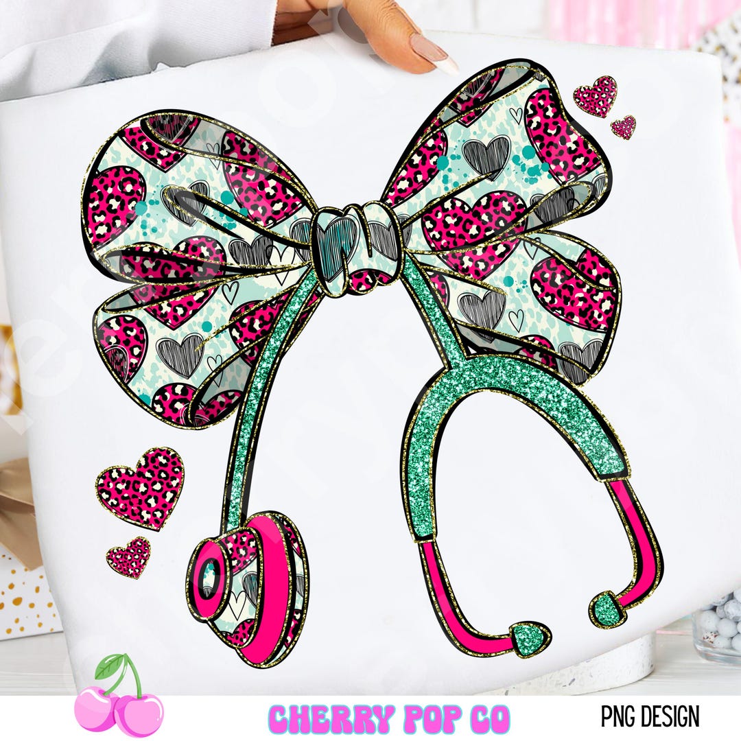 Nurse Bow Stethoscope PNG, Valentine Heart Medical Shirt Design ...