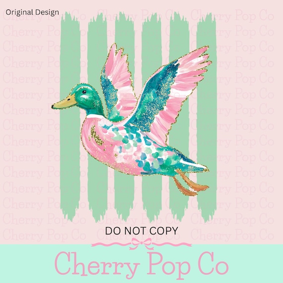 Preppy Duck Stripe PNG, Coastal Summer Animal Graphic (Sublimation Download)