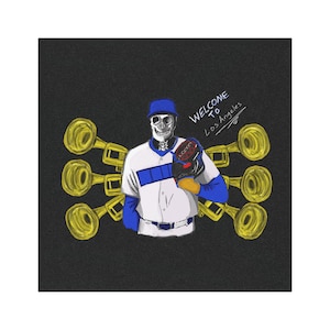 Schädel-Baseball-Werfer-Auto-Magnet | Los Angeles Horns Grafik