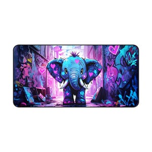 Graffiti Elephant Mouse Pad - Colorful Office Decor, Funky Desk Accessory, Gift for Animal Lovers, Cool Mousepad, Unique Home Office