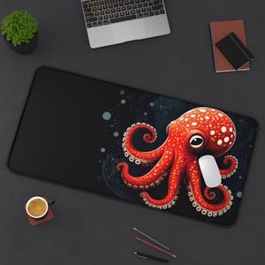 Vibrant Octopus Desk Mat, Ocean-Inspired Home Office Decor, Nautical Desk Accessory, Perfect Gift for Sea Lovers, Playful Work Space