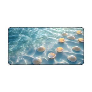 Sunlit Seawater & Seashells Mouse Pad 2 , Coastal Decor, Nautical Office Accessory, Beach Theme Mouse Pad, Relaxing Workspace