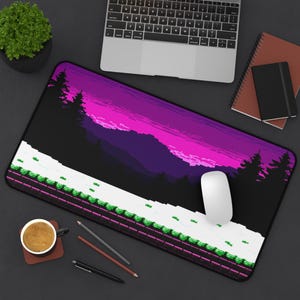 Pixel Art Night Landscape Mouse Pad 3 , Office Decor, Gamer Gift, Mouse Pad, Fantasy Landscape