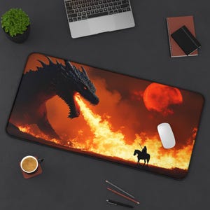 Fantasy Dragon Desk Mat 3  - Gaming Accessories, Office Decor, Gift for Gamers, Computer Mouse Pad, Fantasy Art Home Office