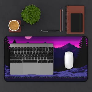 Pixel Art Night Landscape Mouse Pad 2 , Office Decor, Gamer Gift, Mouse Pad, Fantasy Landscape