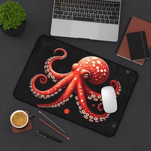 Vibrant Octopus Desk Mat 2 , Ocean-Inspired Home Office Decor, Nautical Desk Accessory, Perfect Gift for Sea Lovers, Playful Work Space