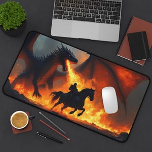 Fantasy Dragon Desk Mat 2 - Gaming Accessories, Office Decor, Gift for Gamers, Computer Mouse Pad, Fantasy Art Home Office