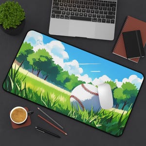 Summer Baseball in Grass Mouse Pad