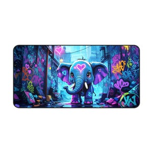 Graffiti Elephant Mouse Pad 2 - Colorful Office Decor, Funky Desk Accessory, Gift for Animal Lovers, Cool Mousepad, Unique Home Office