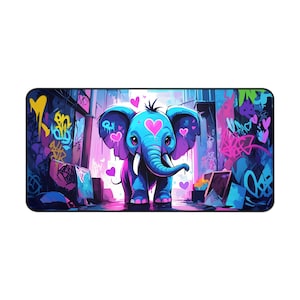 Graffiti Elephant Mouse Pad 3 - Colorful Office Decor, Funky Desk Accessory, Gift for Animal Lovers, Cool Mousepad, Unique Home Office