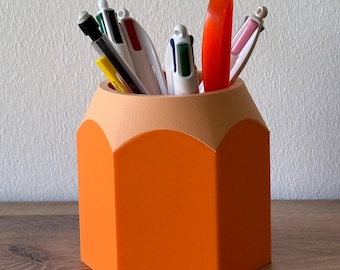 Pencil holder shaped like a colored pencil / Gift idea / Desk organizer