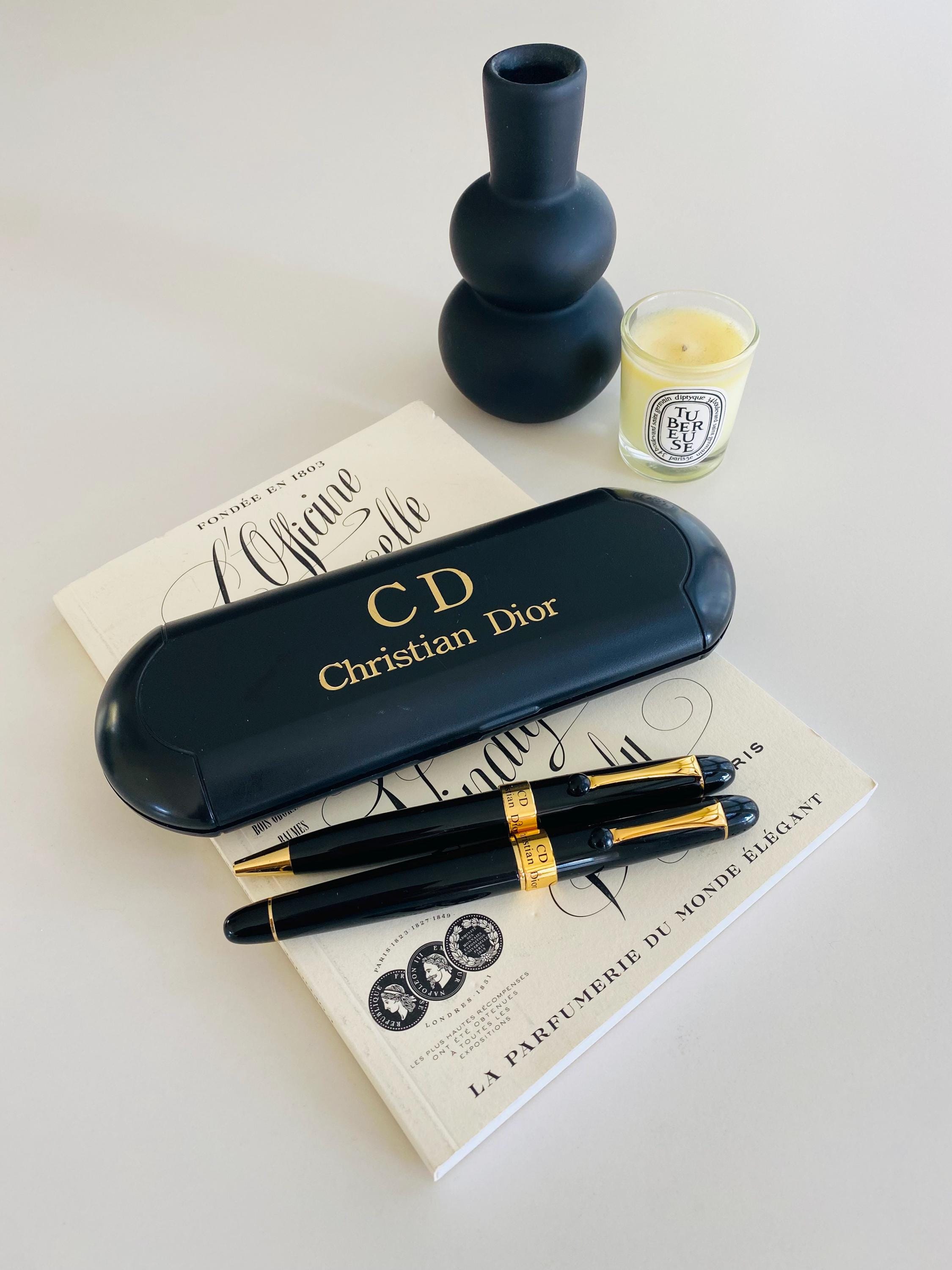 Vintage Christian Dior Pen & Fountain Pen Set 1980s – Black Gold