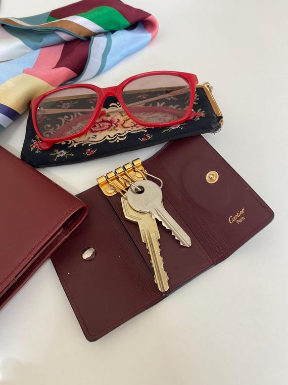 Must De Cartier Key Case/holder 1980s - Burgundy Leather - 4-hook