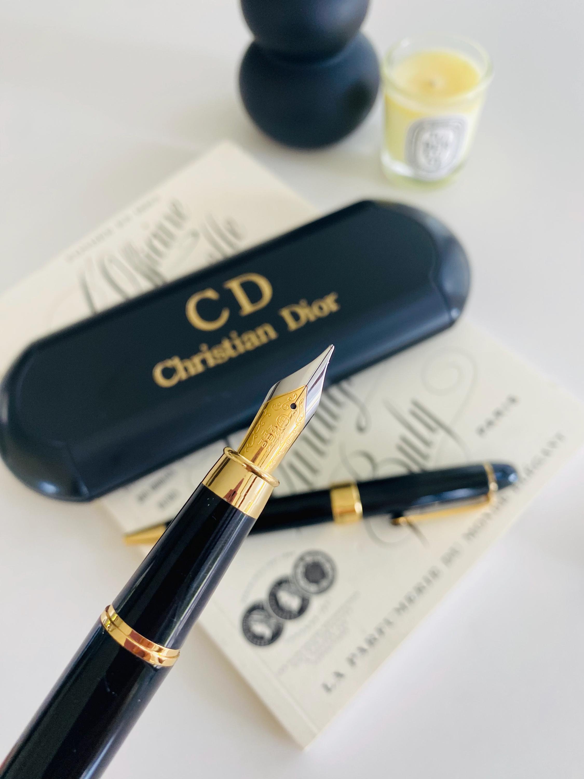 Vintage Christian Dior Pen & Fountain Pen Set 1980s – Black Gold