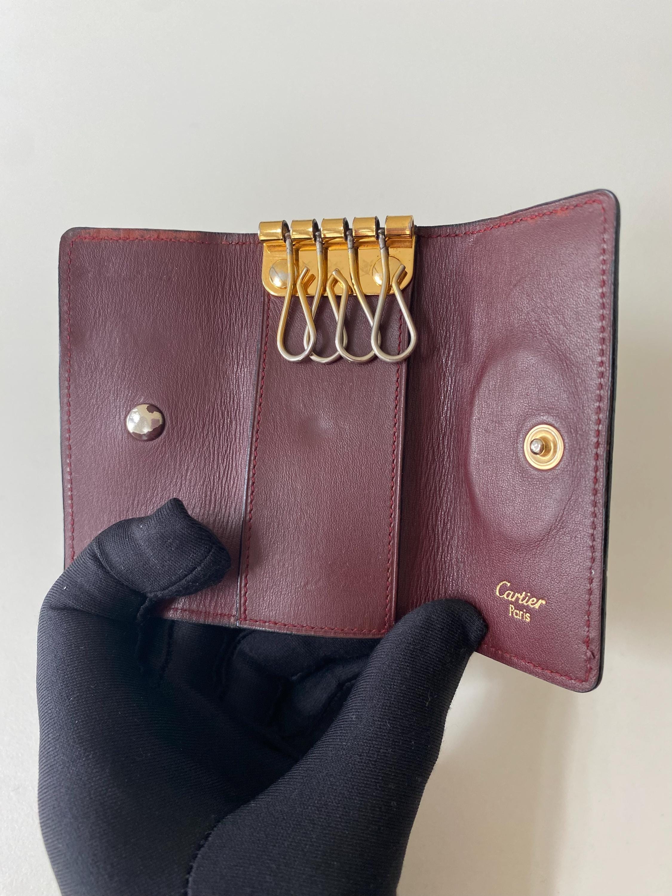 Must De Cartier Key Case/holder 1980s - Burgundy Leather - 4-hook