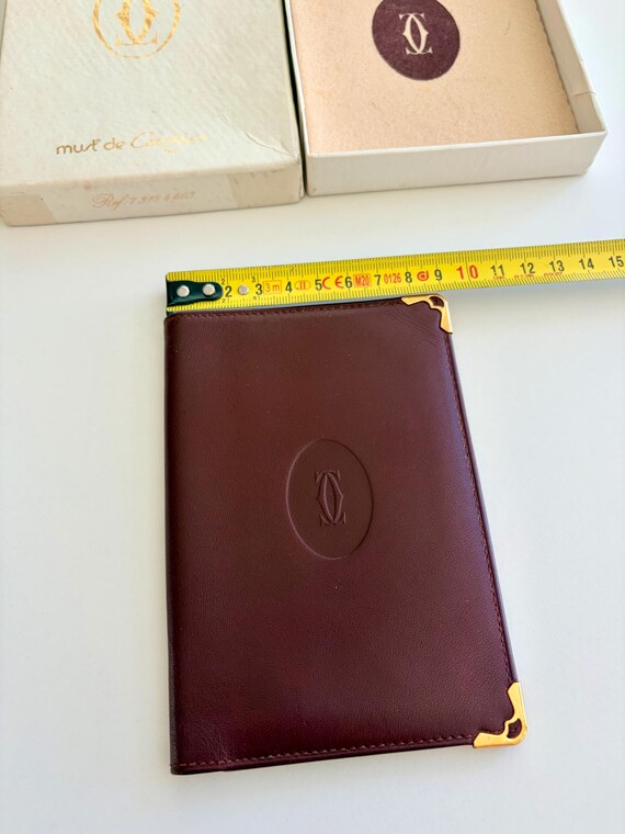 Vintage Must De Cartier Burgundy Leather Wallet 1980s — Gold