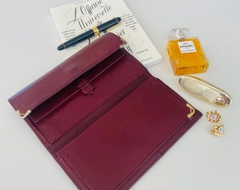 Must de Cartier Vintage Wallet 1980s – Burgundy Leather Clutch