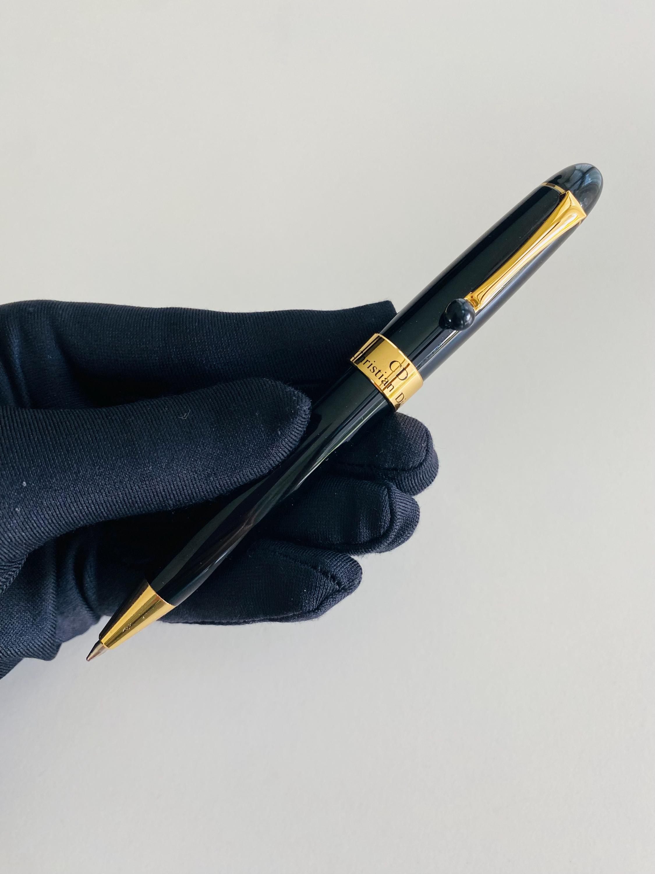 Vintage Christian Dior Pen & Fountain Pen Set 1980s – Black Gold