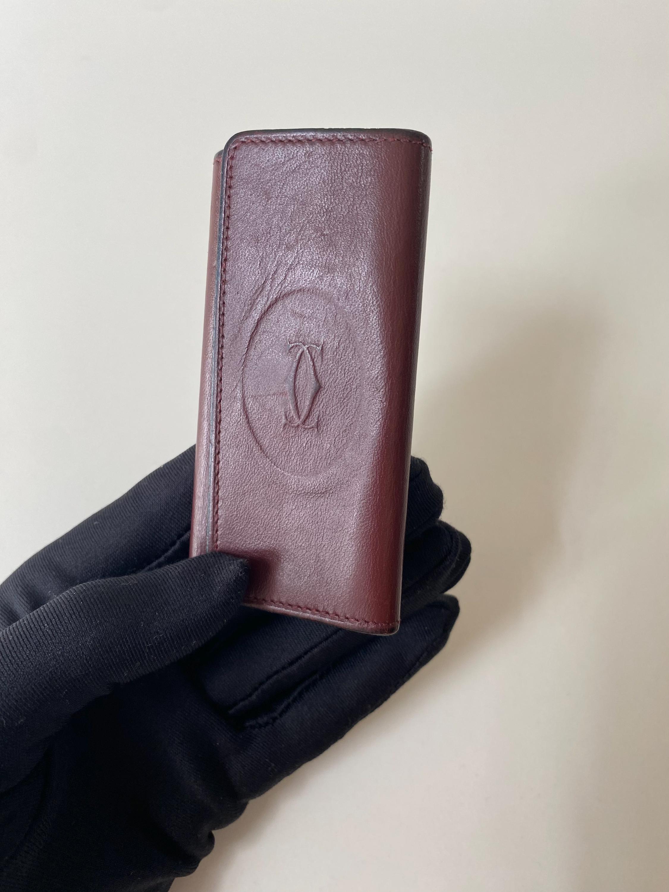 小物 Cartier Key Case Burgundy Leather New Must De Cartier Key Case/holder 1980s - Burgundy Leather - 4-hook