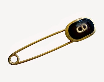 Vintage Christian Dior Gold Burgundy Tie Clip 80s - Scarf Pin Brooch – Unisex Designer Accessory