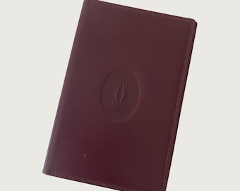 Vintage Must de Cartier Card Wallet ID Holder 1980s - Burgundy Leather – Luxury Travel Accessories
