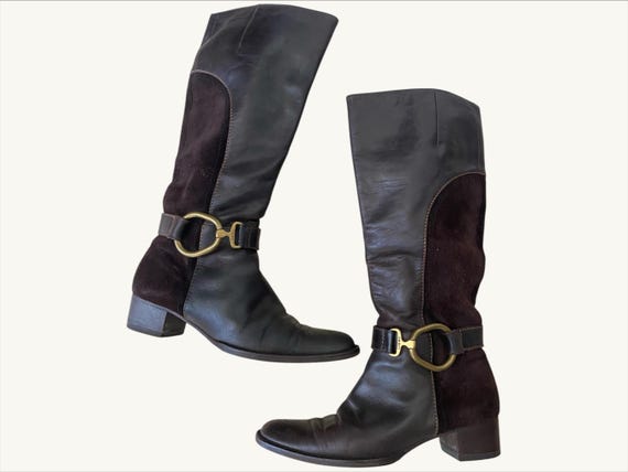 Loewe, Vintage Loewe Boots 1980s — Size 36 — Brown Leather — Designer Winter Shoes