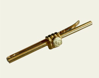 Vintage Loewe Krawattenklammer 1980er Jahre - goldfarbener Balken - Anagram Logo - minimalistisches Luxus Herren Accessoire