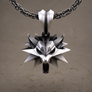 Wolf Scholl Pendant, Sterling Silver Wolf Necklace, The Perfect Geralt Of Rivia Necklace For Gamers, Unique Men&#39;s Necklaces, Gift for Gamer