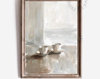 Neutrale koffie afdrukbare muurkunst, rustieke keuken digitale muurkunst, vintage stijl interieur, koffieliefhebber cadeau, koffiebar wanddecoratie, 252