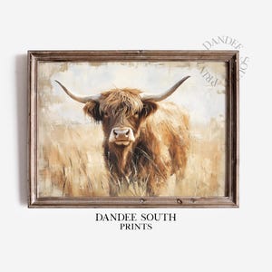 Rustic Highland Cow Digital Wall Art, Printable Farmhouse Art, Highland Cow Print, Rustic Country Farmhouse Decor, Digital Download, 177