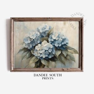 Blue Hydrangeas Printable Wall Art, Floral Digital Art, French Country Farmhouse Wall Decor, Cottagecore Art, Chateaucore Floral Print, 456