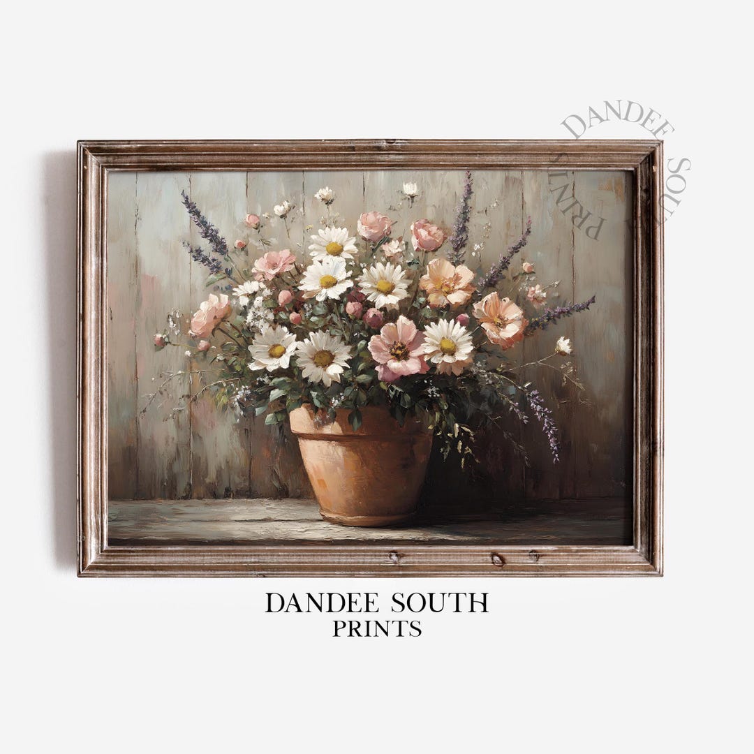 Floral Still Life Printable Wall Art, Floral Digital Art, Rustic ...
