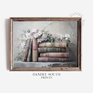 Printable Wall Art, Book Lover Print, Stack of Books Digital Wall Art, Bookworm Printable Art, Trendy Wall Art, Reading Nook Decor, 216