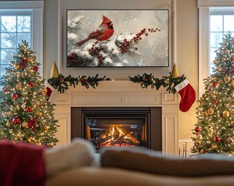 Red Cardinal TV Art for Frame-style Tvs, Smart TV Digital Art