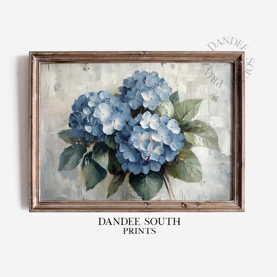 Blue Hydrangeas Printable Wall Art, Floral Digital Art, French Country ...