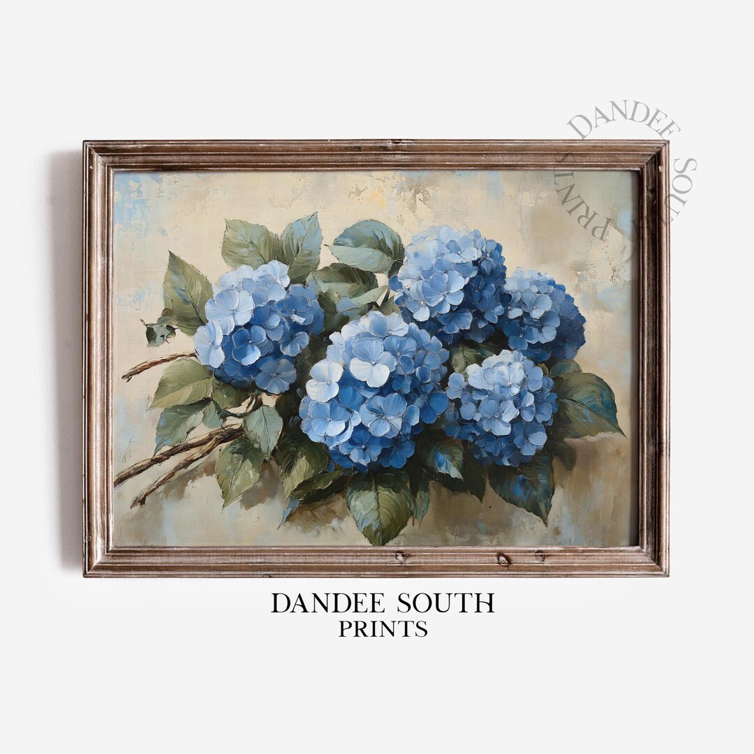 Blue Hydrangea Printable Wall Art, Floral Digital Art, French Country ...